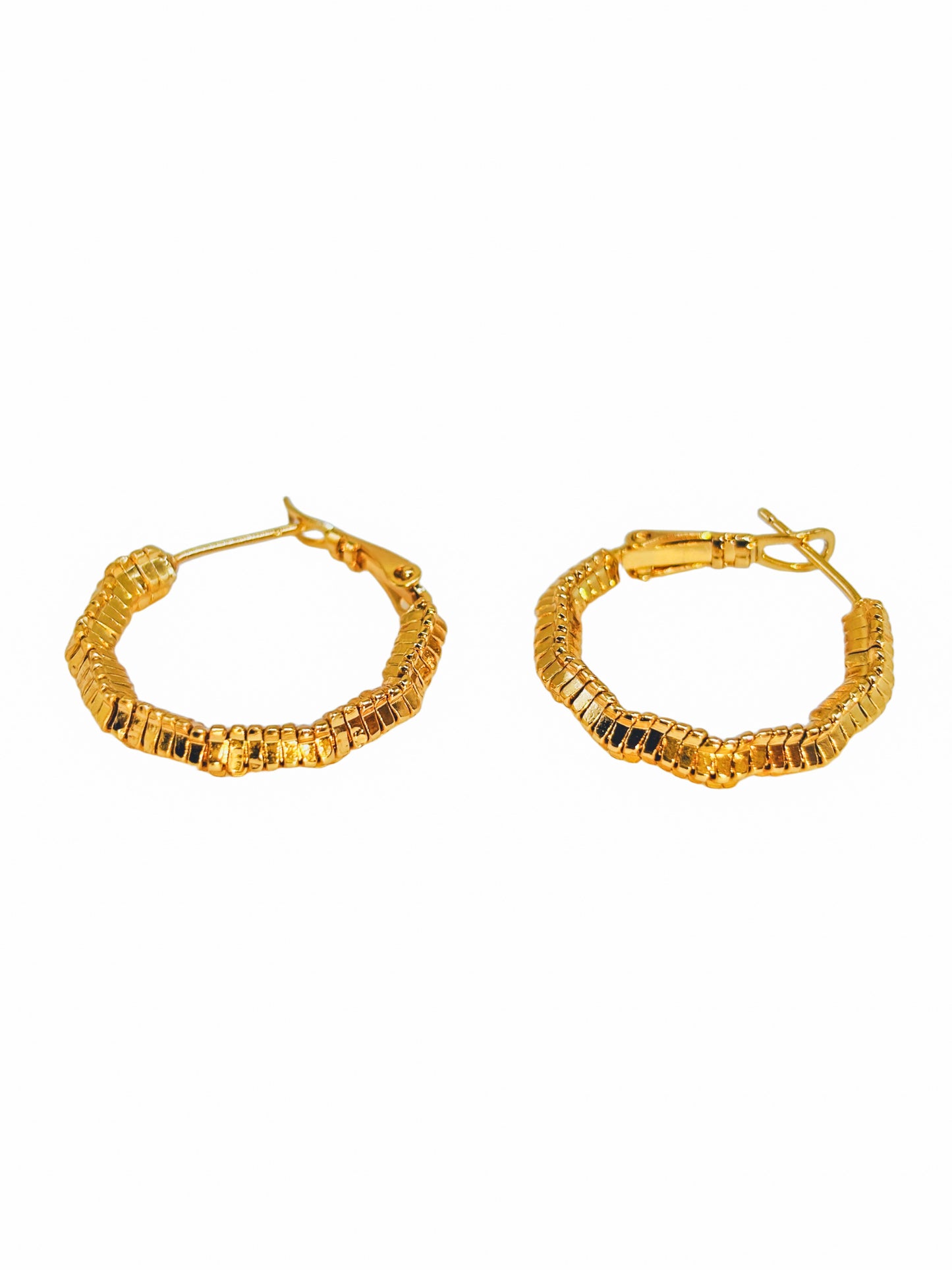 Gold - Tone Textured Hoop Earrings