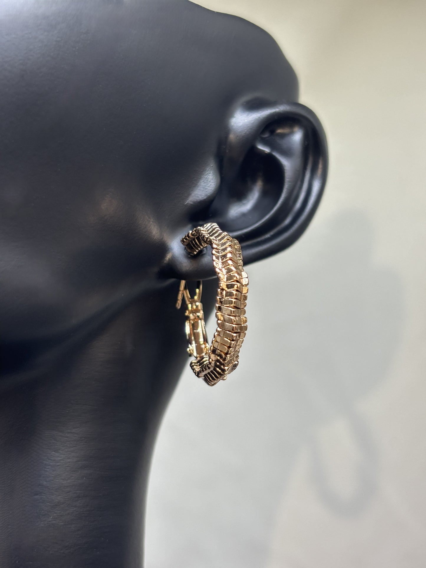Gold - Tone Textured Hoop Earrings