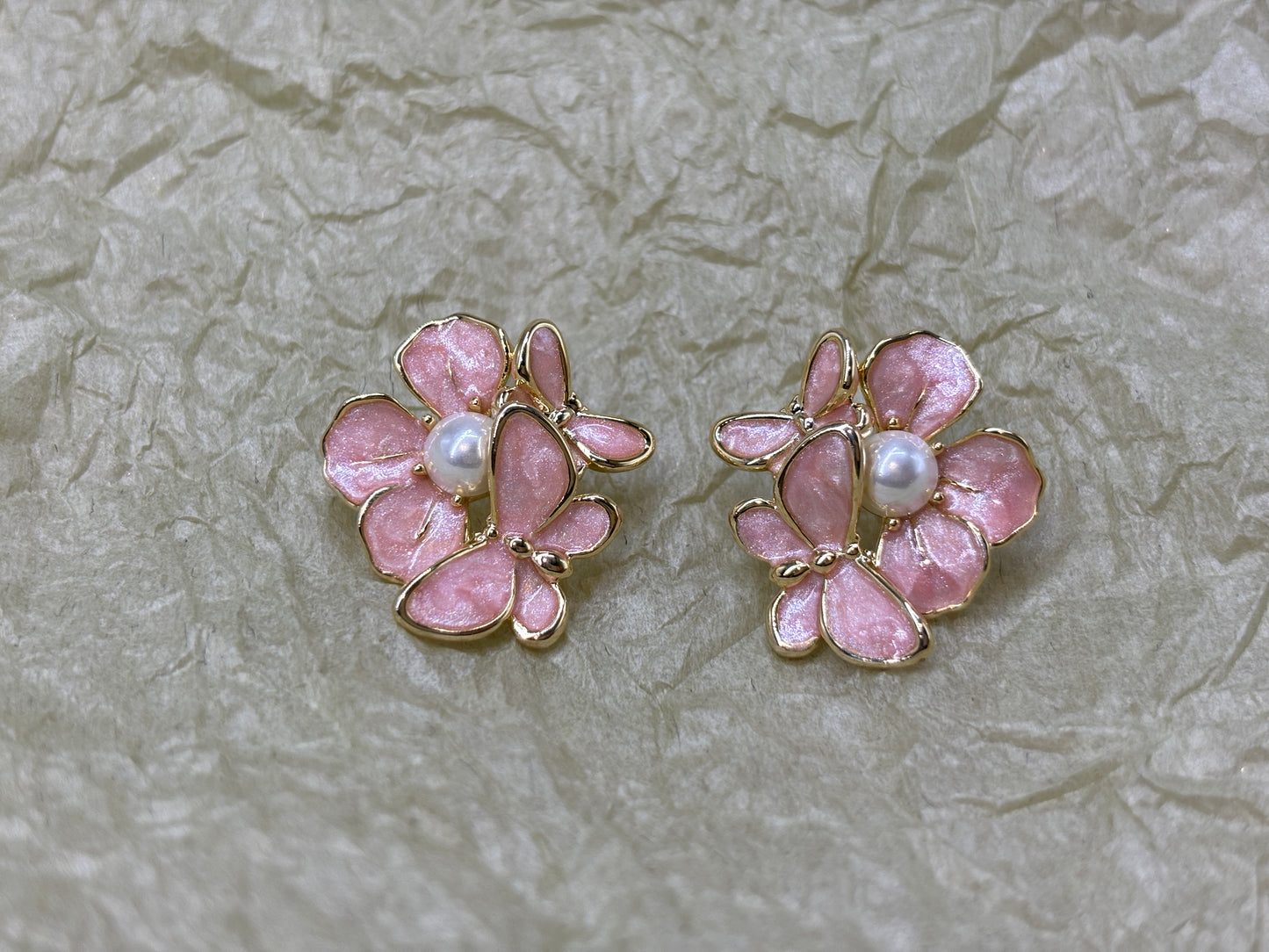 Colorful enamel flower butterfly earrings