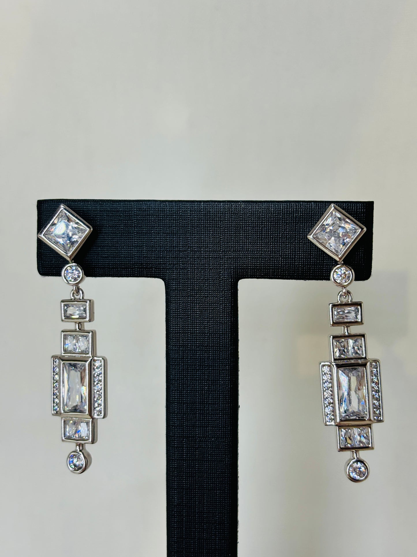 Art Deco - Style Crystal Drop Earrings