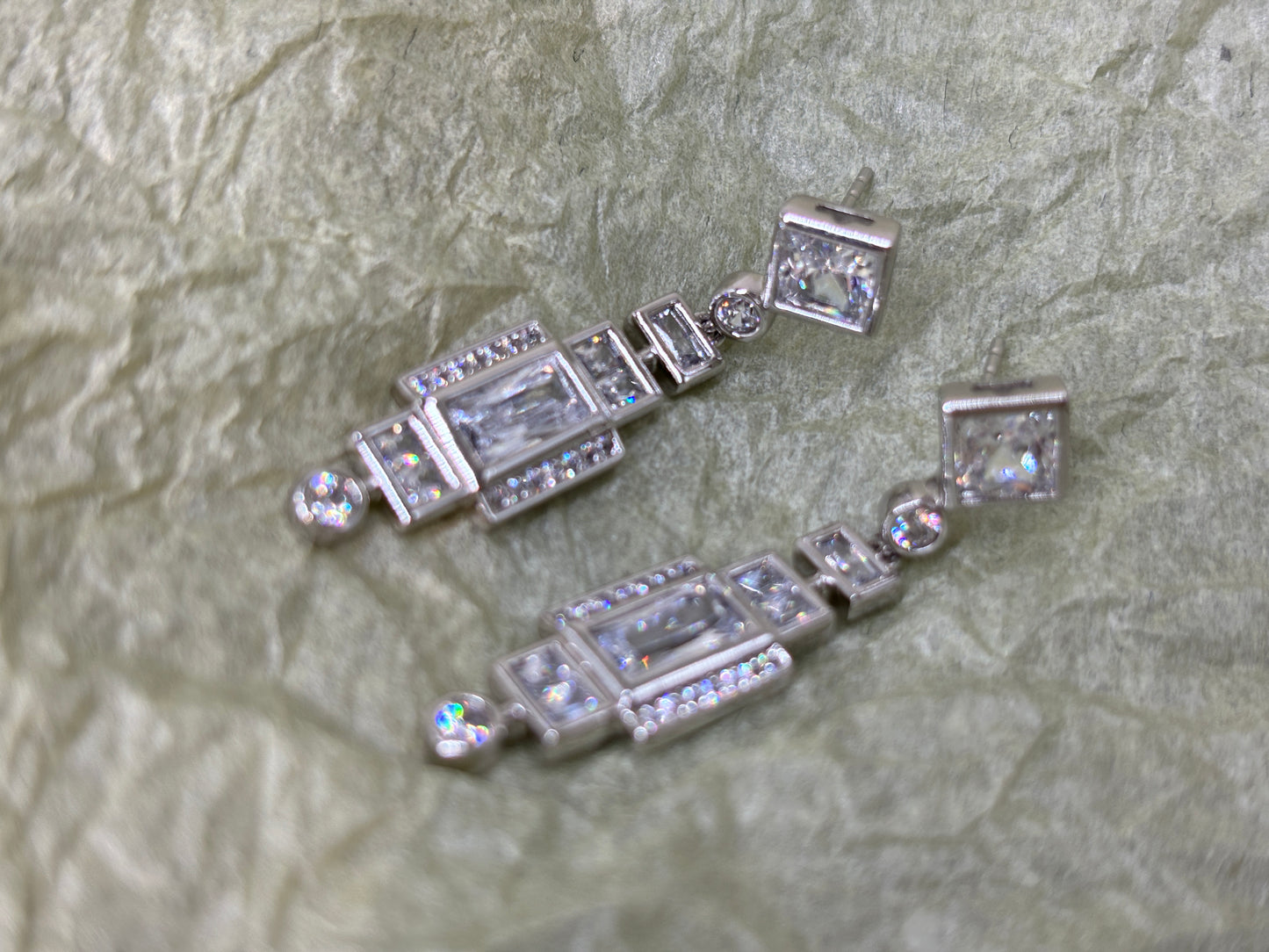 Art Deco - Style Crystal Drop Earrings