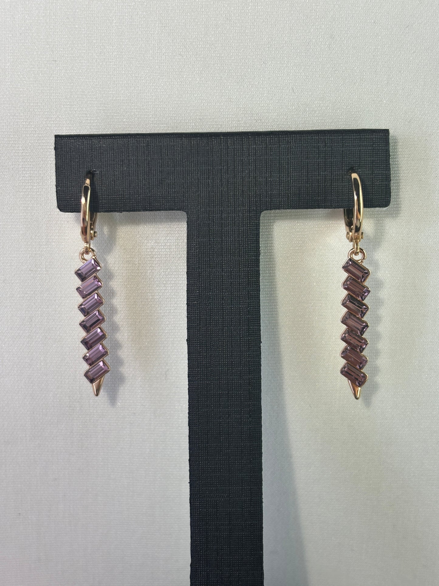Solid Rose Gold Amethyst Leverback Earrings