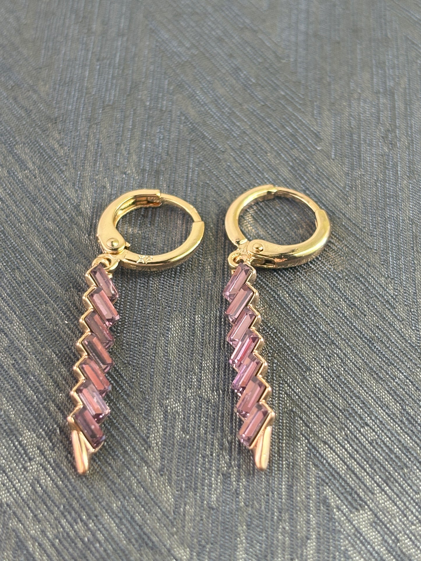 Solid Rose Gold Amethyst Leverback Earrings