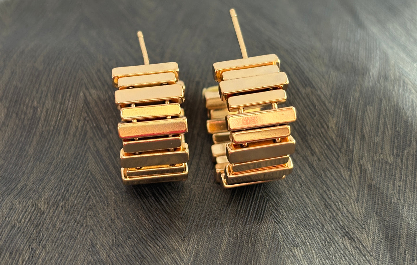 Gold - Tone Layered Bar Stud Earrings
