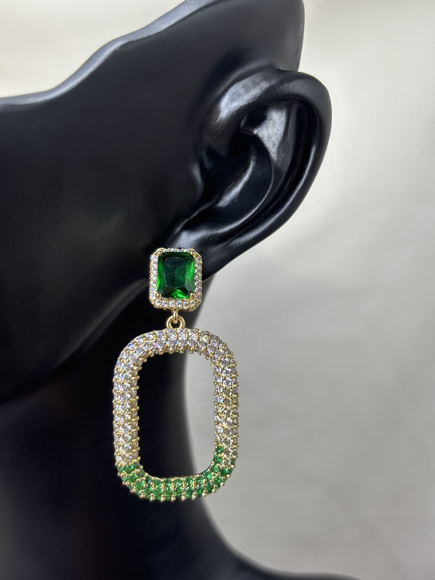 Emerald - Sparkle Geometric Drop Earrings