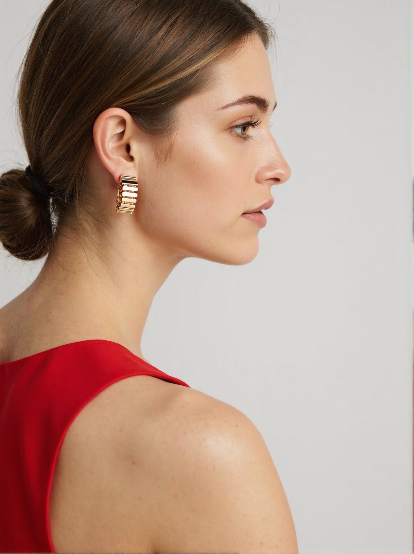 Gold - Tone Layered Bar Stud Earrings