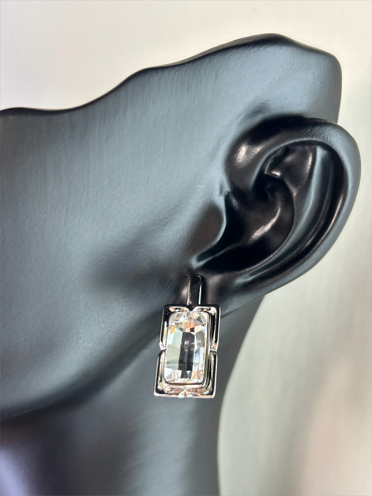 Simple square zircon earrings