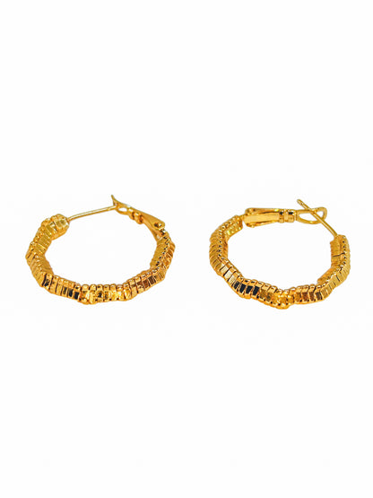 Gold - Tone Textured Hoop Earrings