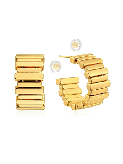 Gold - Tone Layered Bar Stud Earrings