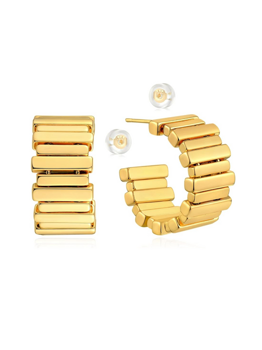 Gold - Tone Layered Bar Stud Earrings