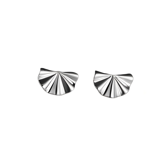 Silver - Tone Fan - Shaped Stud Earrings