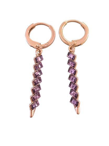 Solid Rose Gold Amethyst Leverback Earrings
