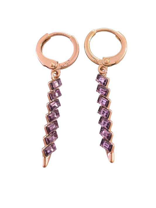 Solid Rose Gold Amethyst Leverback Earrings