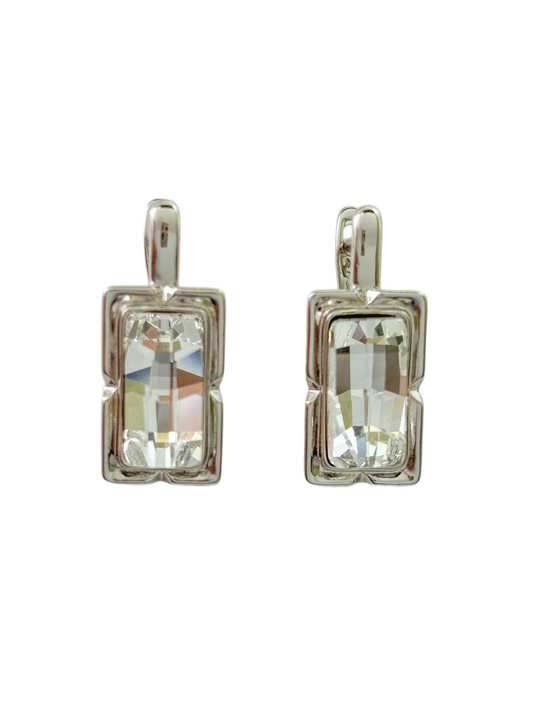 Simple square zircon earrings