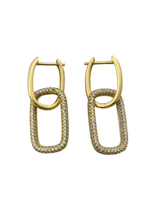 Paperclip Square Link Drop Earrings