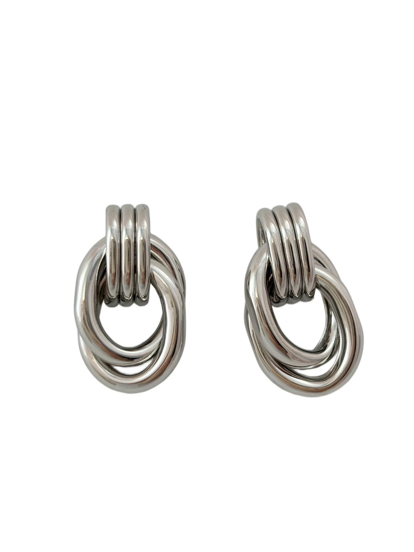 14K Gold-Plated Zirconia Paperclip Square Link Drop Earrings
