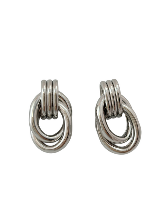 14K Gold-Plated Zirconia Paperclip Square Link Drop Earrings