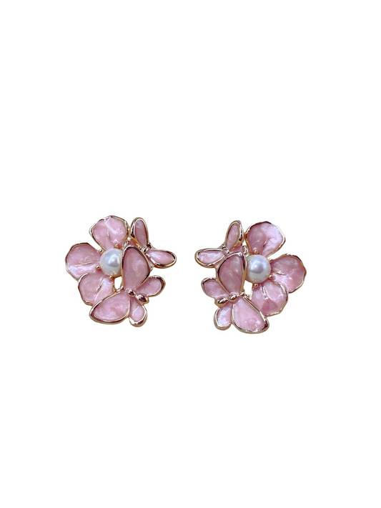 Colorful enamel flower butterfly earrings
