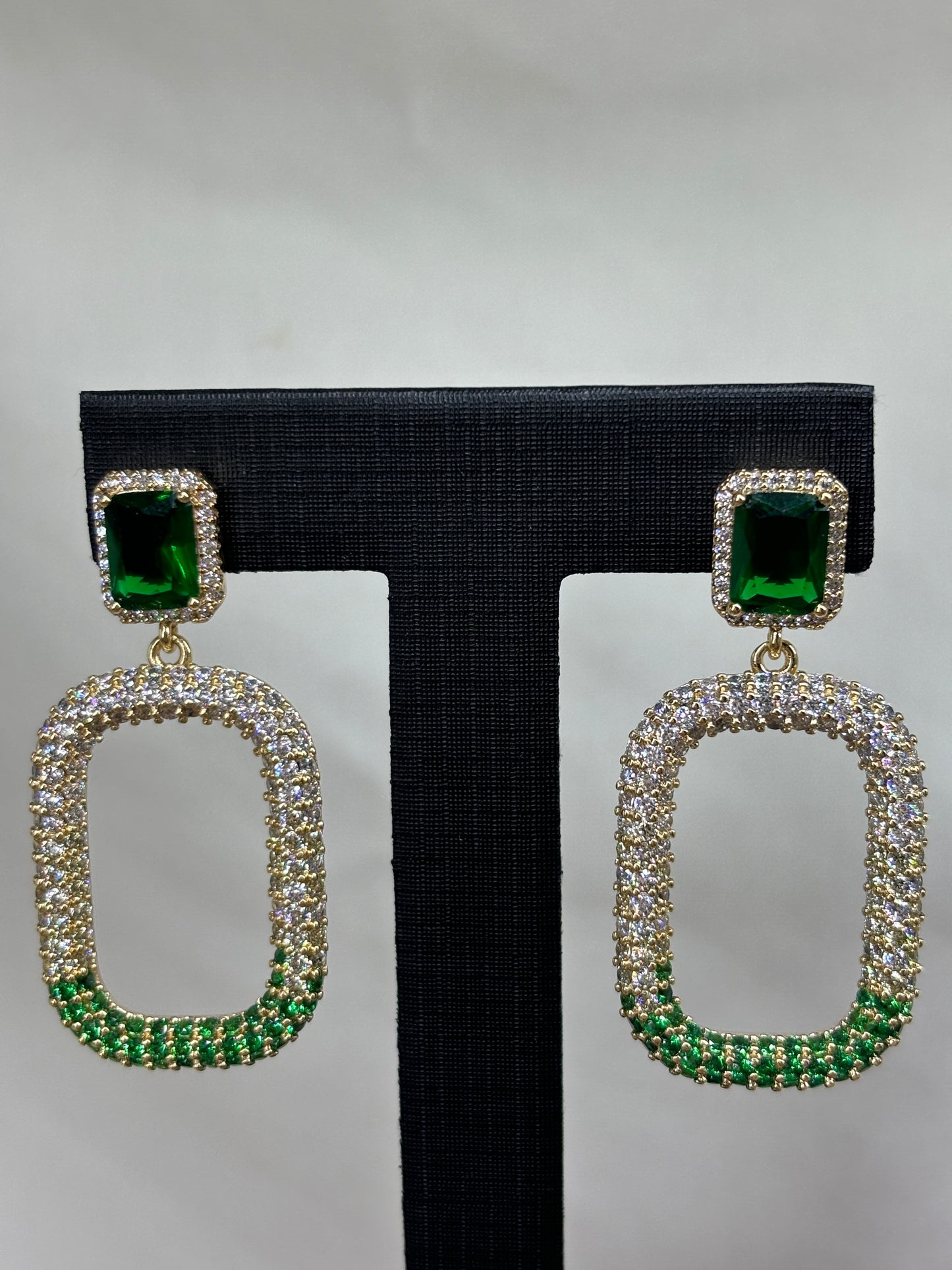 Emerald - Sparkle Geometric Drop Earrings