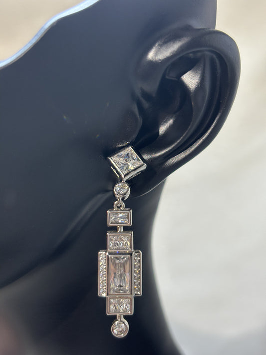 Art Deco - Style Crystal Drop Earrings