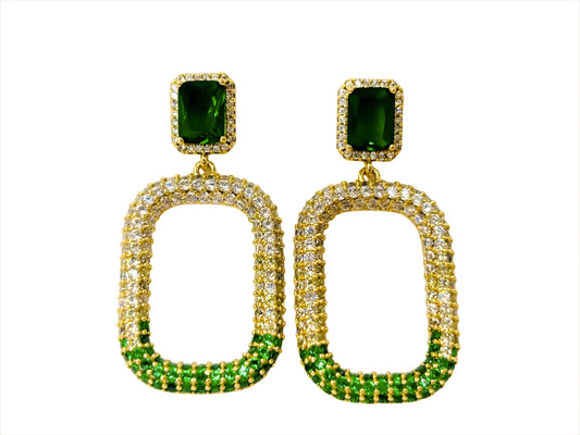 Emerald - Sparkle Geometric Drop Earrings