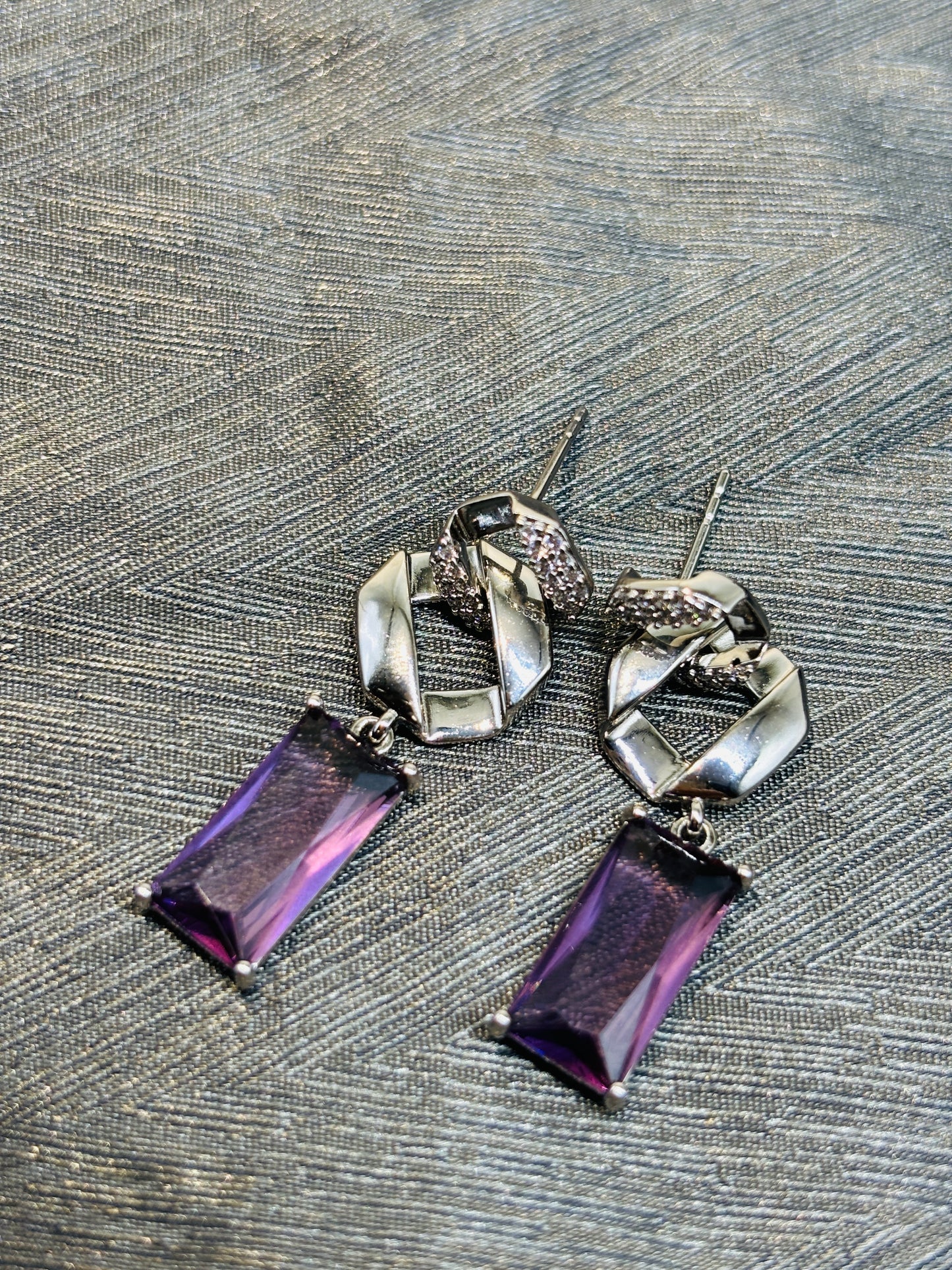 Good Luck Purple Square Zirconia Earrings