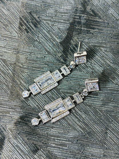 Art Deco - Style Crystal Drop Earrings
