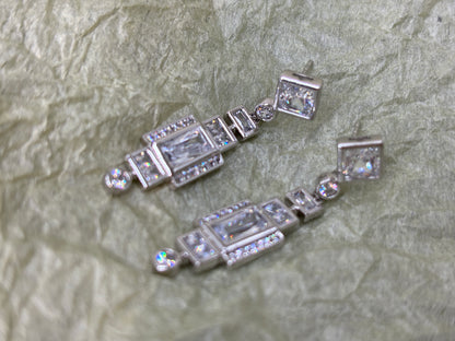 Art Deco - Style Crystal Drop Earrings