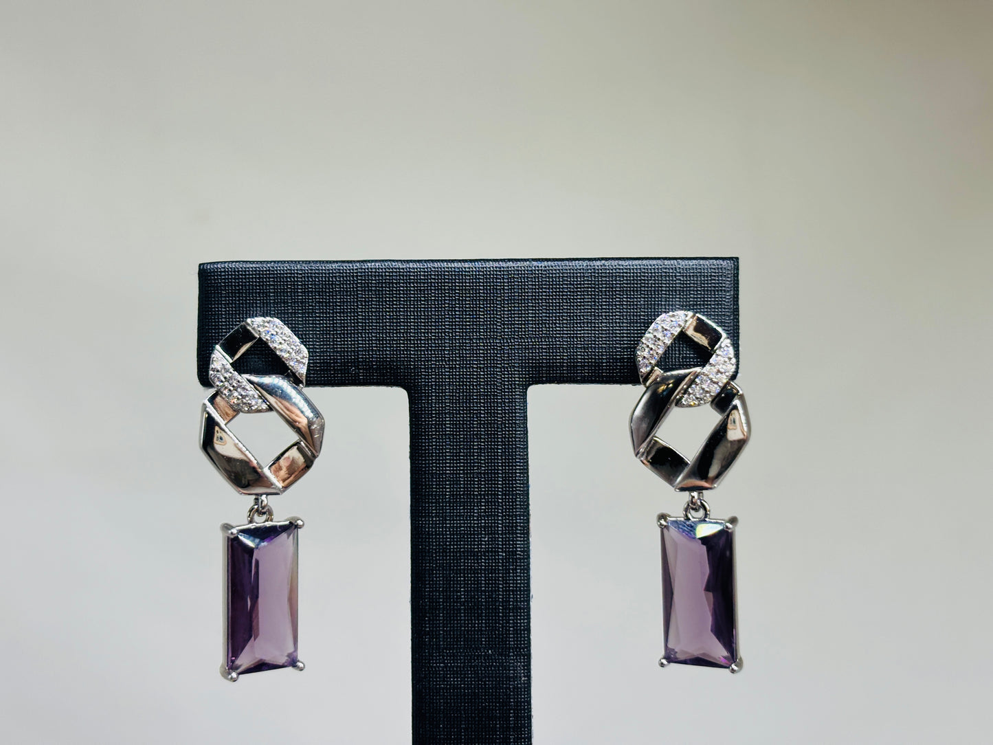 Good Luck Purple Square Zirconia Earrings