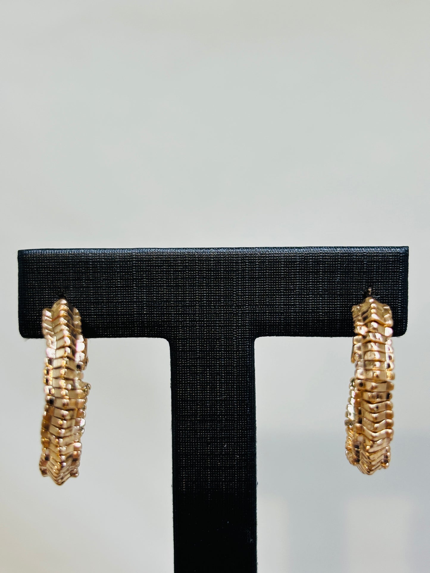 Gold - Tone Textured Hoop Earrings