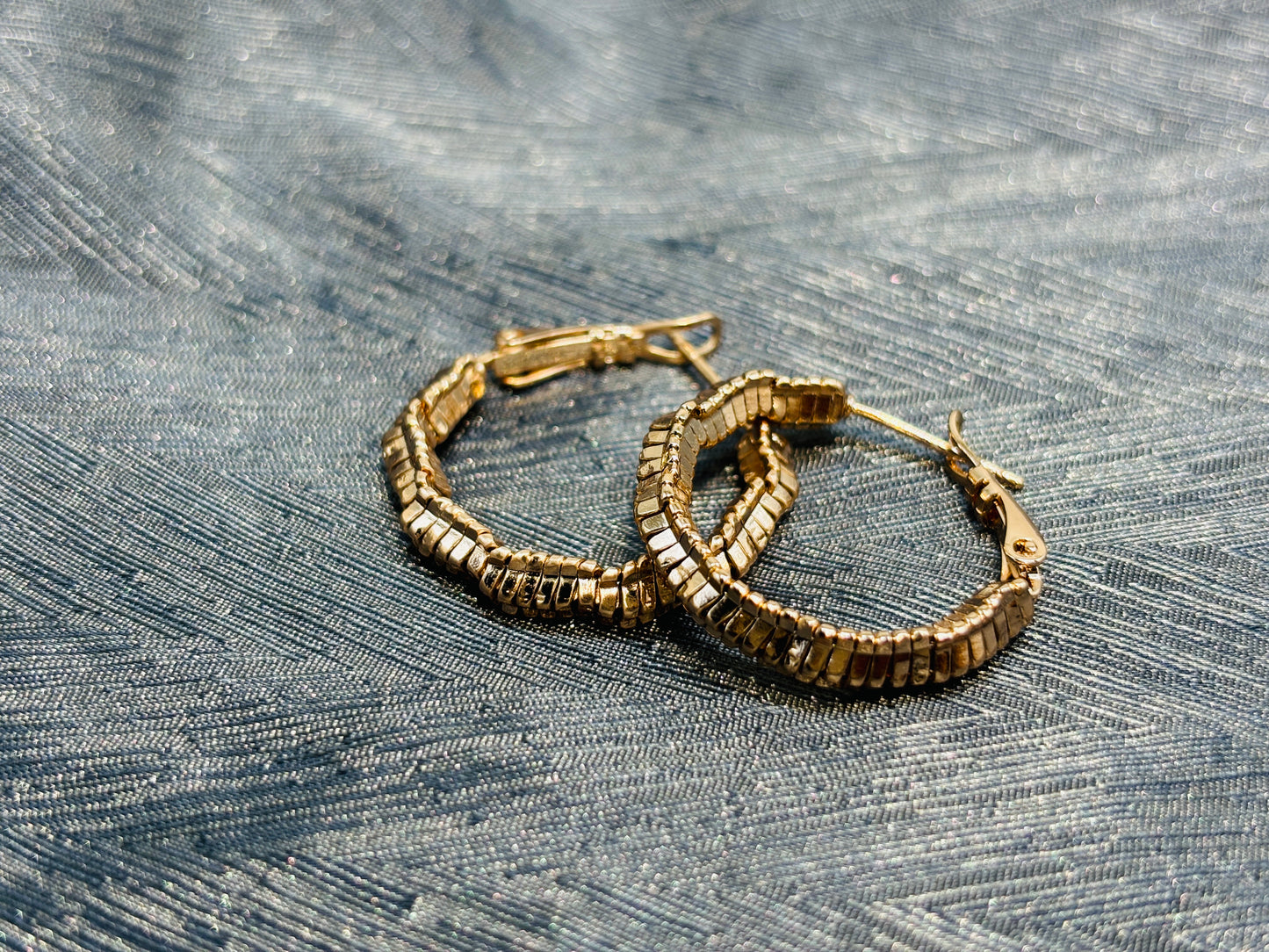 Gold - Tone Textured Hoop Earrings