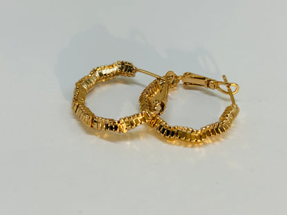 Gold - Tone Textured Hoop Earrings