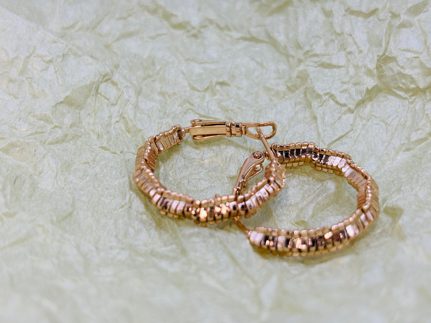 Gold - Tone Textured Hoop Earrings