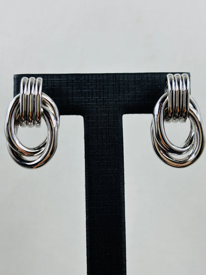 14K Gold-Plated Zirconia Paperclip Square Link Drop Earrings