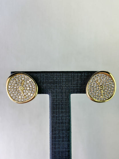 Gold - Tone Crystal Clock - Style Stud Earrings