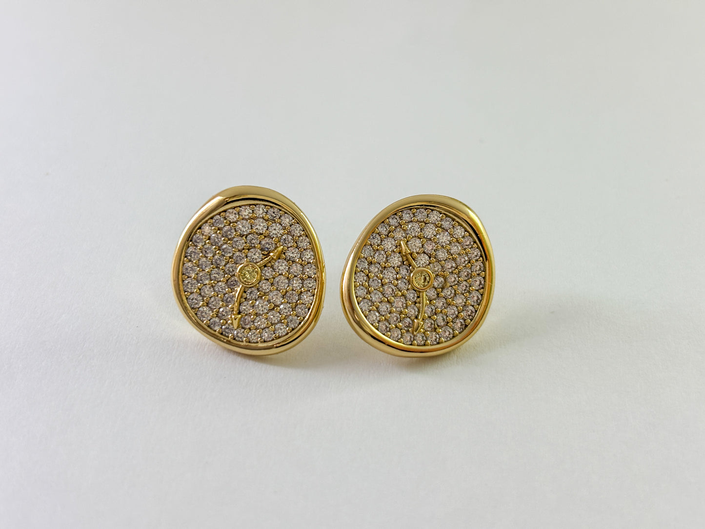 Gold - Tone Crystal Clock - Style Stud Earrings