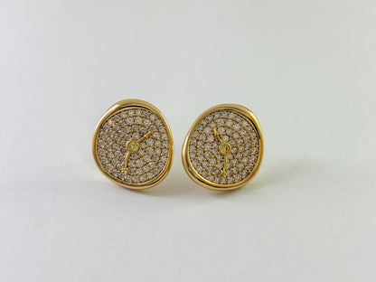 Gold - Tone Crystal Clock - Style Stud Earrings