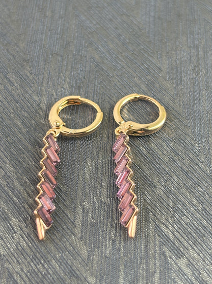 Solid Rose Gold Amethyst Leverback Earrings