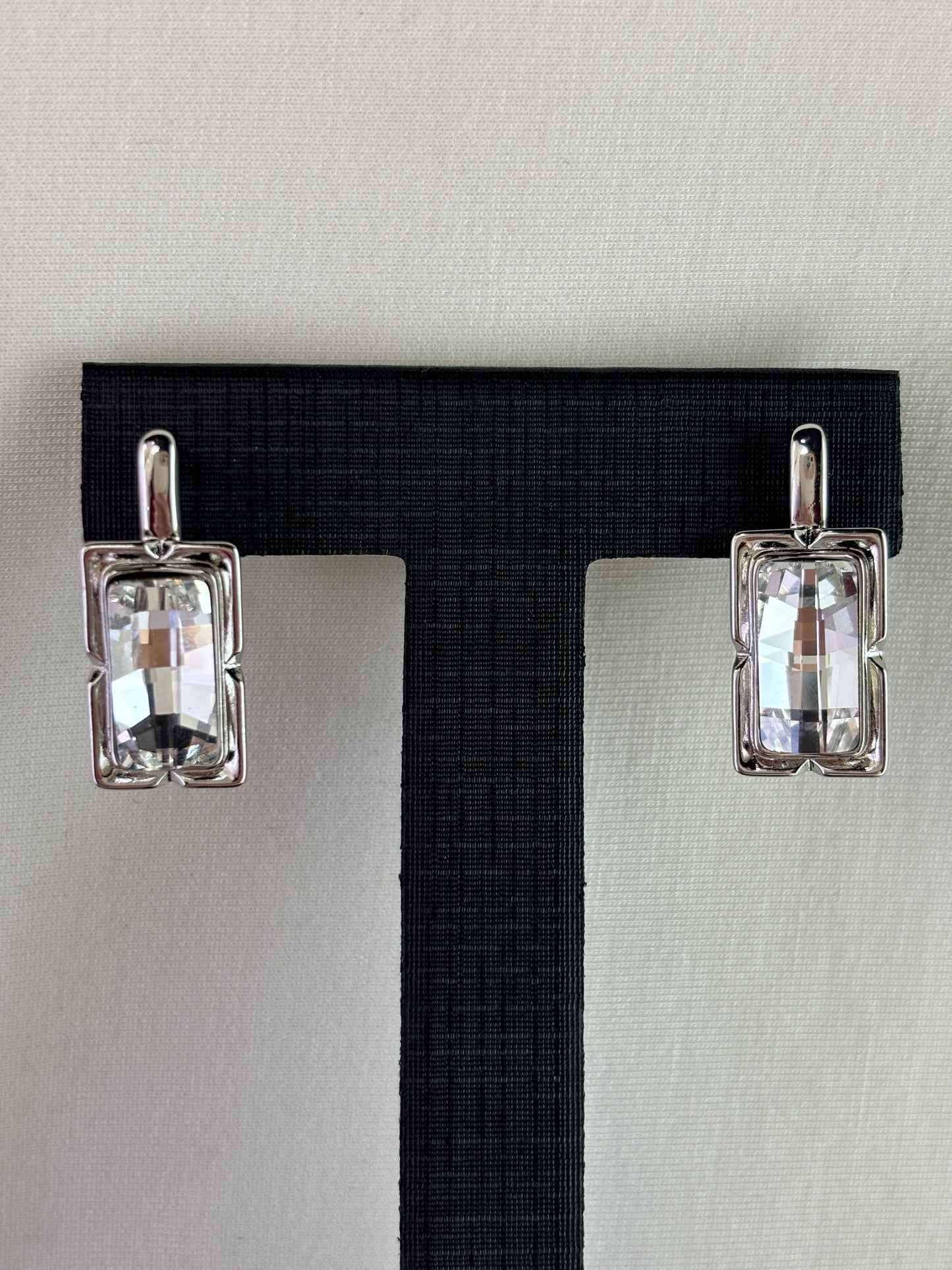 Simple square zircon earrings