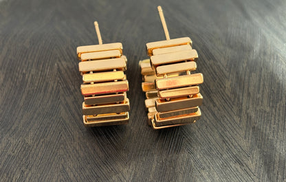 Gold - Tone Layered Bar Stud Earrings