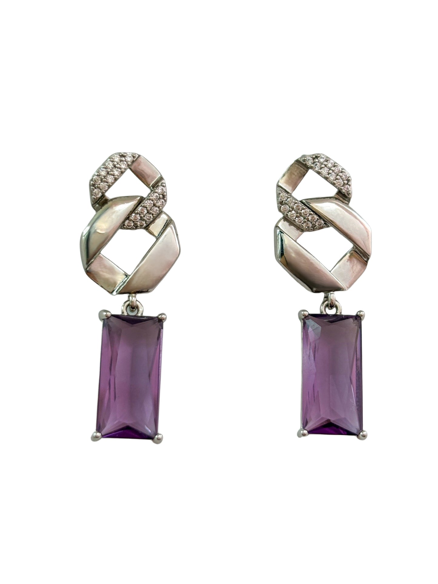 Good Luck Purple Square Zirconia Earrings