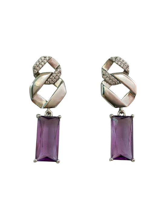 Good Luck Purple Square Zirconia Earrings