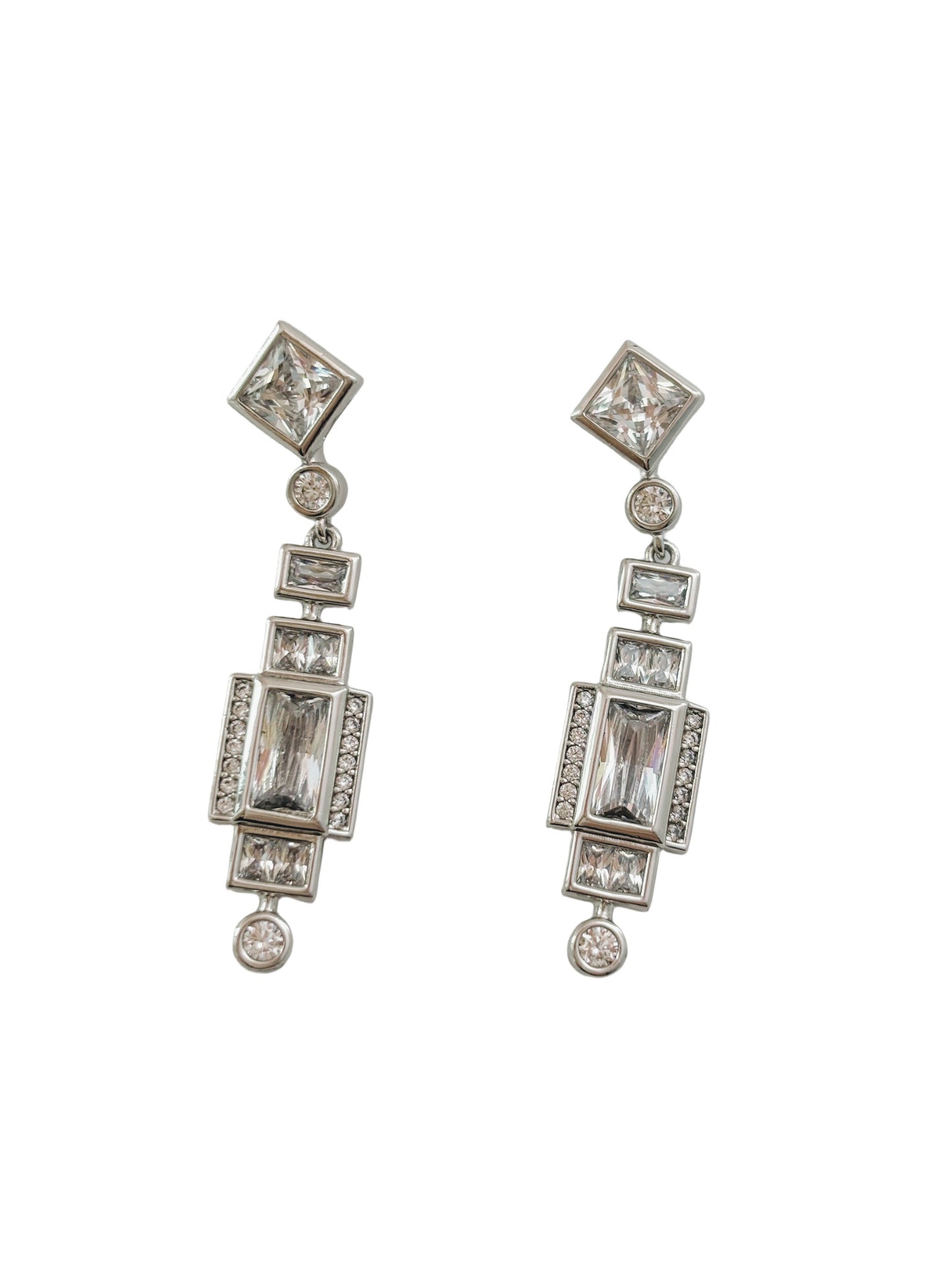 Art Deco - Style Crystal Drop Earrings
