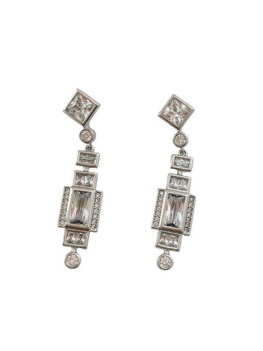 Art Deco - Style Crystal Drop Earrings