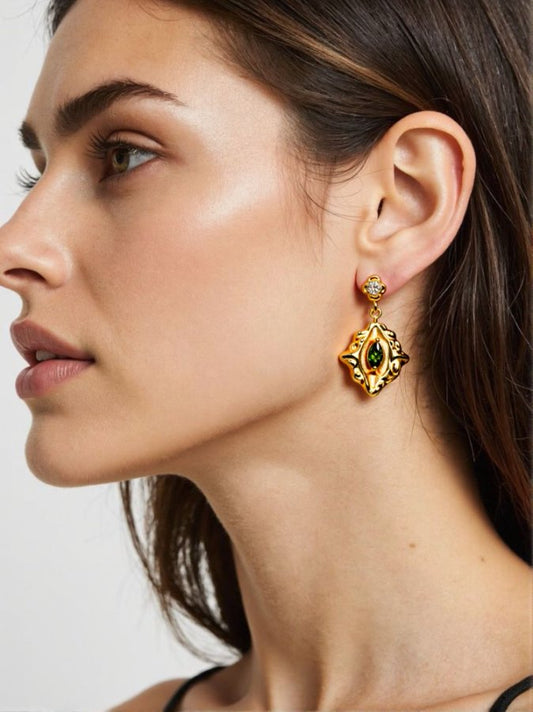 Vintage Boho Dangle Hammered Statement Earrings