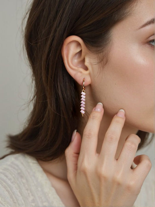 Solid Rose Gold Amethyst Leverback Earrings